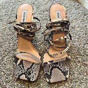 Lace-up Snake-print Heels